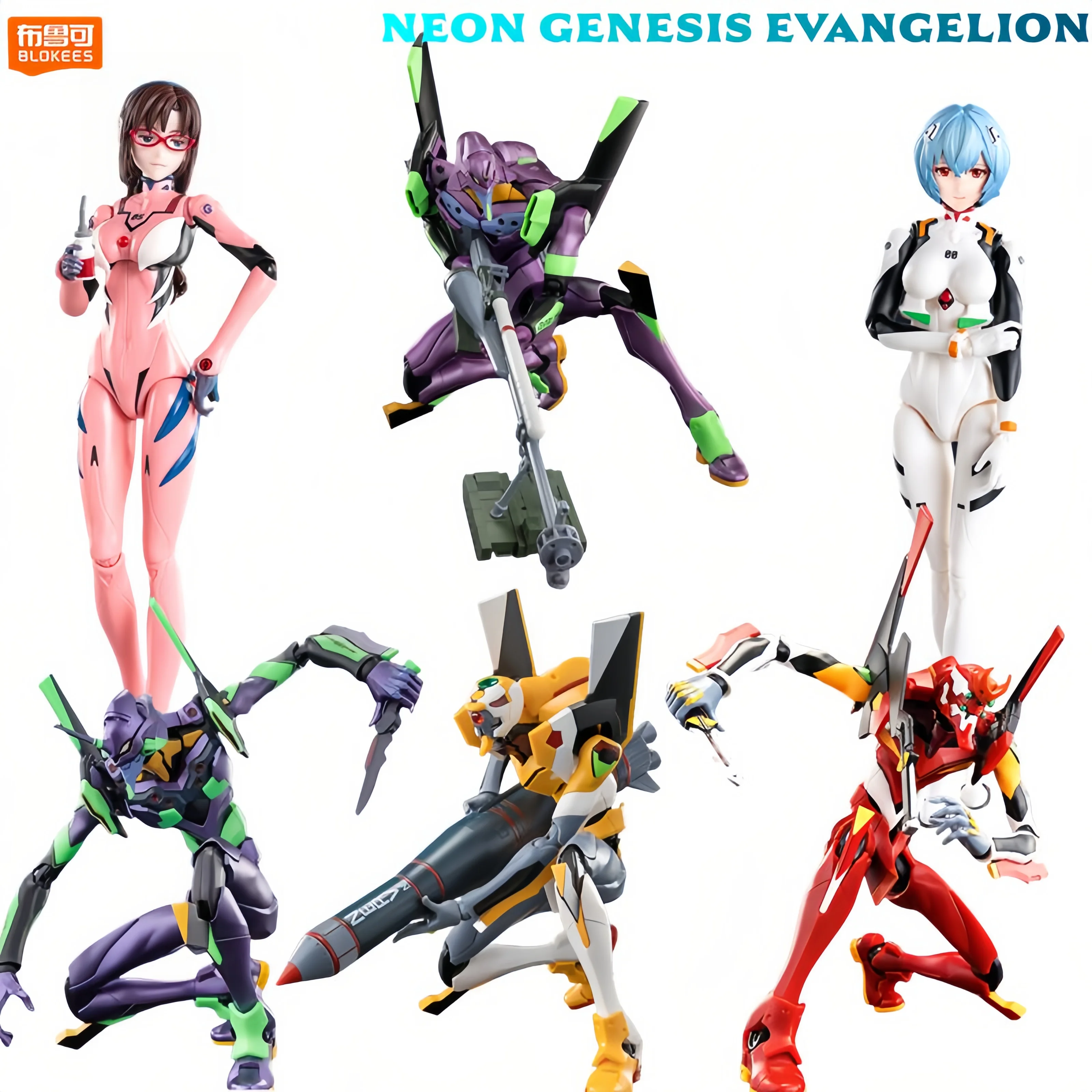 

Original BLOKEES Neon Genesis Evangelion EVA-01 Miracle Edition Mari Rei Ayanami Battle Suit Anime Figure Toys Halloween Gift
