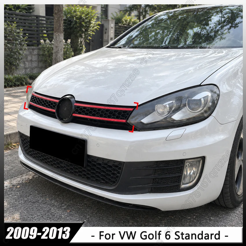 With LED Lights Car Front Bumper Centre Grille For VW Volkswagen Golf 6 MK6 2009-2013 Upper Grille Front Racing Grills
