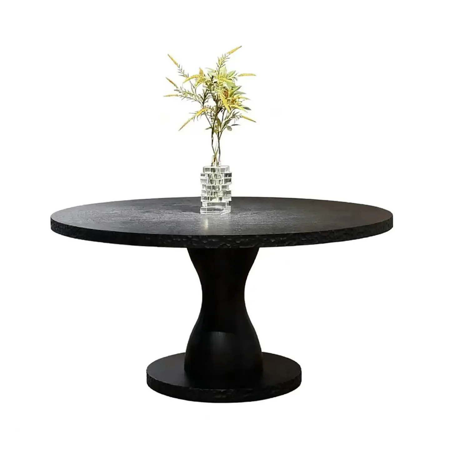 Medieval wabi-sabi style black solid wood designer light luxury round table