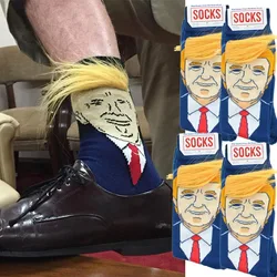 2024 New Trump Socks with Hair Spoof Funny President Donald Trump Socks Mens Compression Streetwear Hip Hop Tube Socks