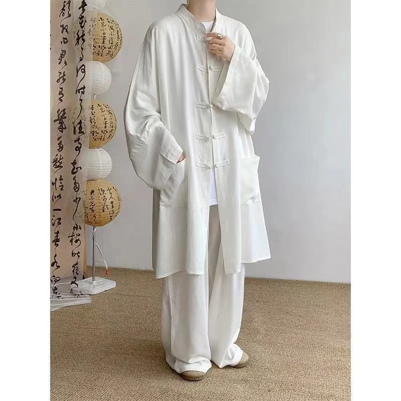 

Long New Chinese Style Tang Costume Men Women Loose Fit Traditional Costume Vintage Taichi Morning Exercise Clothing Culture