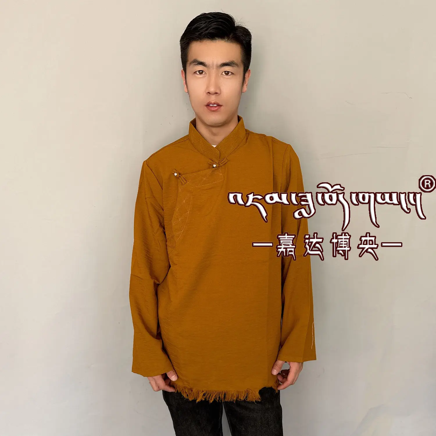 

Men's Tibetan Costumes New Tassel Solid Color Cotton Casual Loose Shirt Top Robe Inner Kangba Clothing Jacket