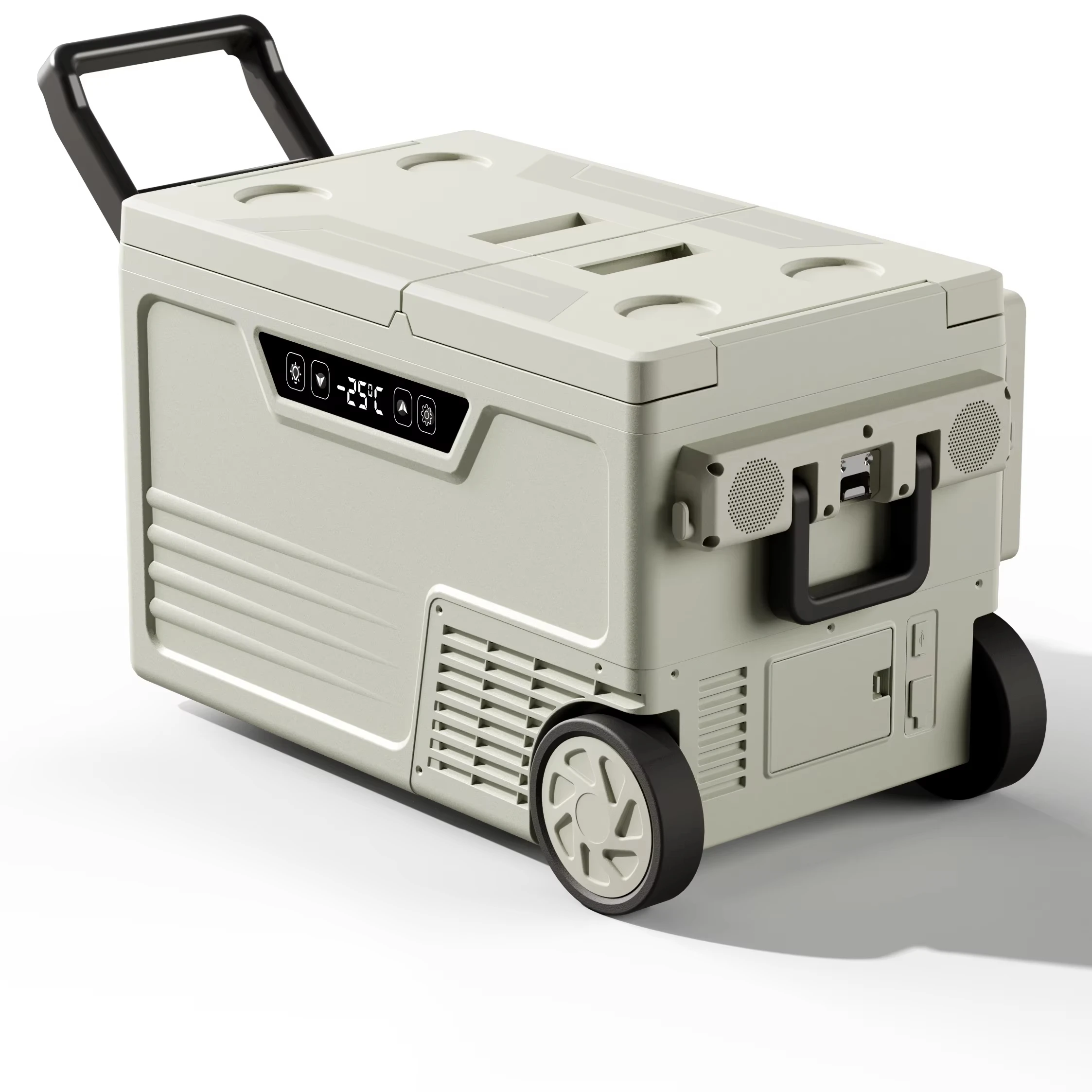 

Fashion Beach Car Refrigerator Fridge Sounds Bluetooth Speaker DC 12v/24V with Wheel and Pull Rod