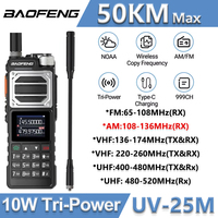 Baofeng UV-25 10W High Power Long Range Walkie Talkie  Full Band Wireless Copy Frequency NOAA Type-C UV-25M Ham Two Way Radio