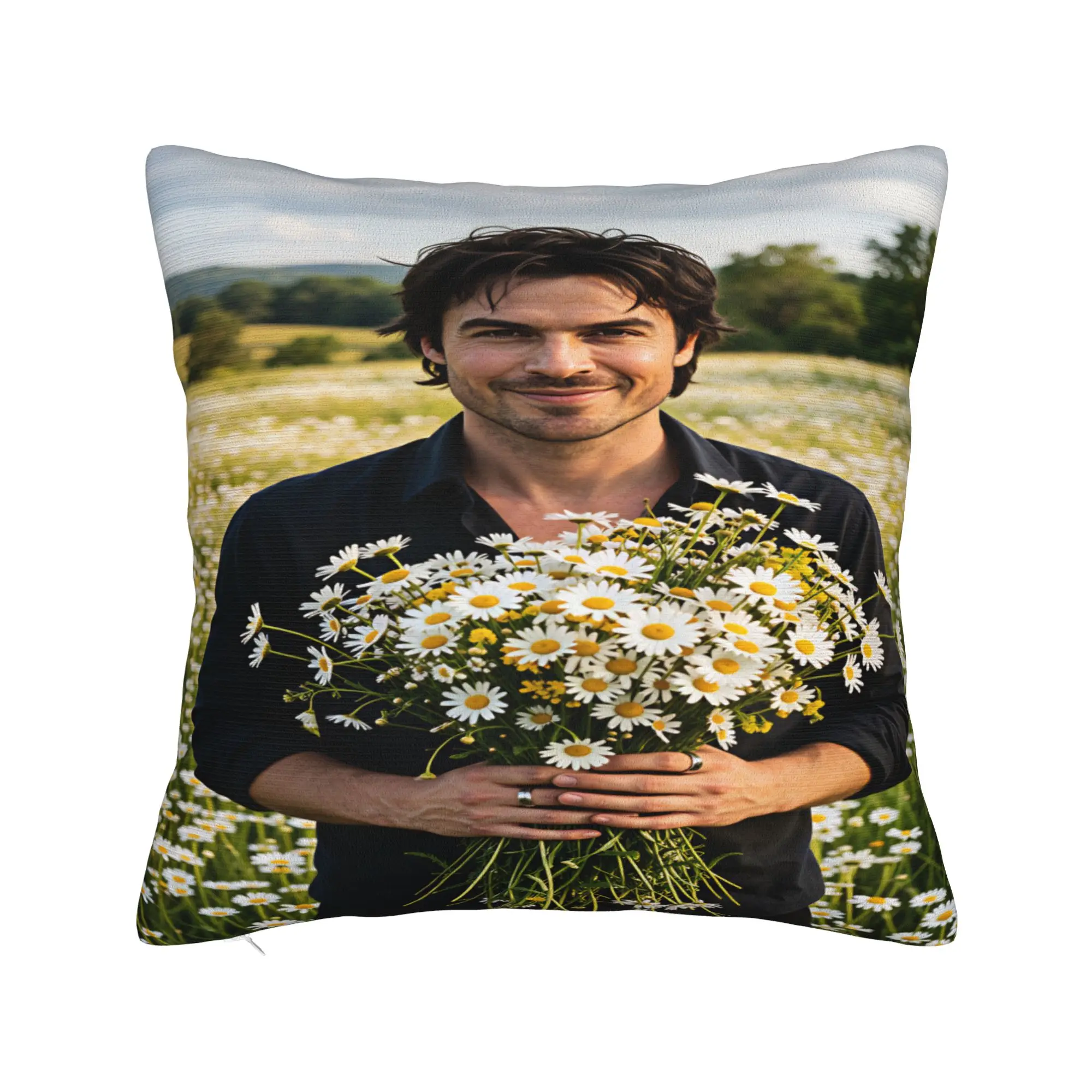 Ian Somerhalder Pillow Cover  Vintage Pillow Case For Sofa Couch Bed Living Room Soft Pillowcases Gift
