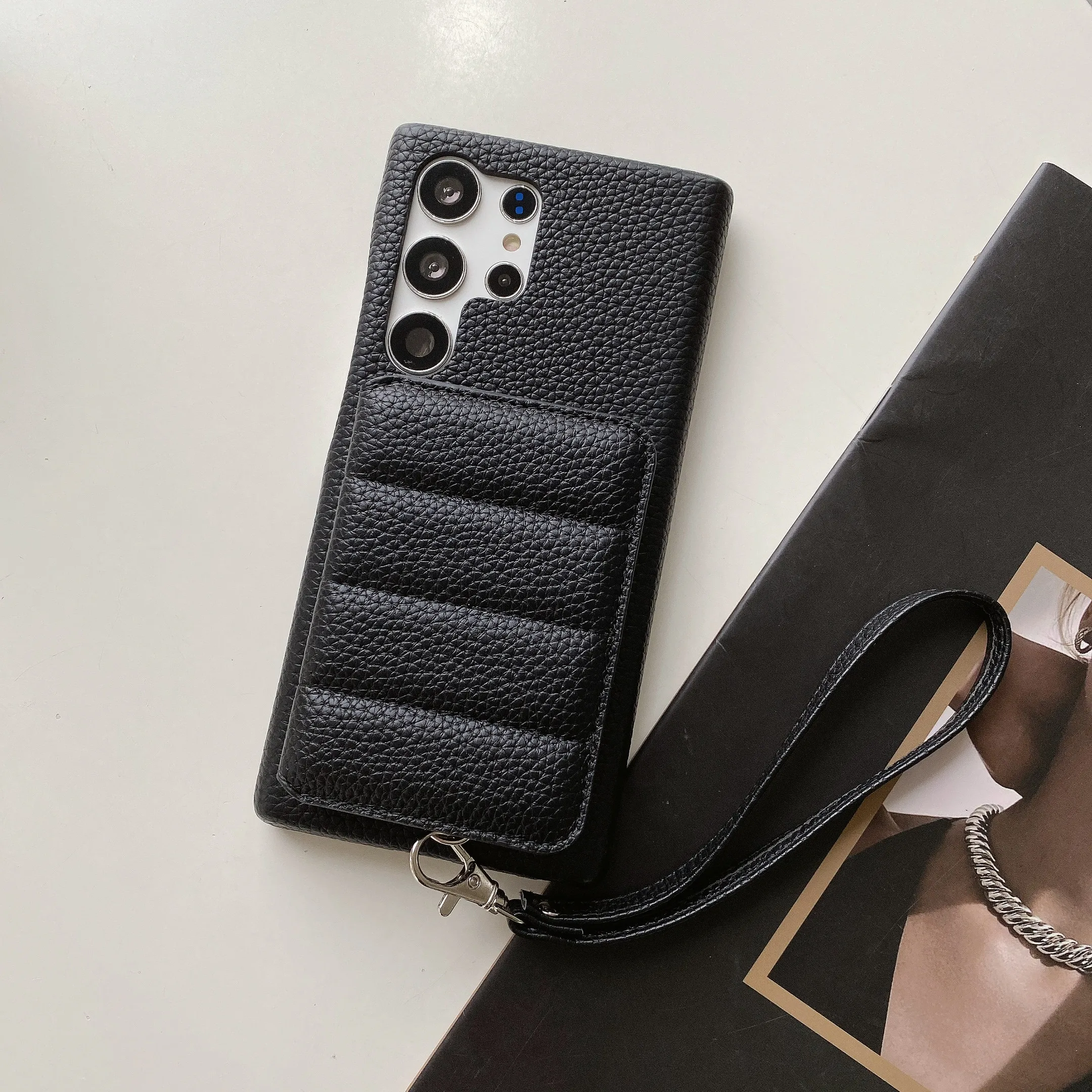 Luxus PU Leder Lanyard Brieftasche Fall Für Samsung Für Galaxy S25 S24 S23 S21 S20 FE S22 Plus Hinweis 20 Ultra a52 A53 A54