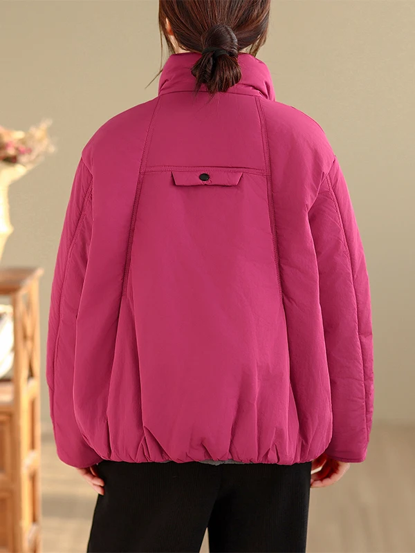 الرجعية التباين اللون الوقوف طوق القطن Jaet المرأة الشتاء Faion عارضة الدافئة ort Thiened معطف القطن الصغيرة المتشابكة #2