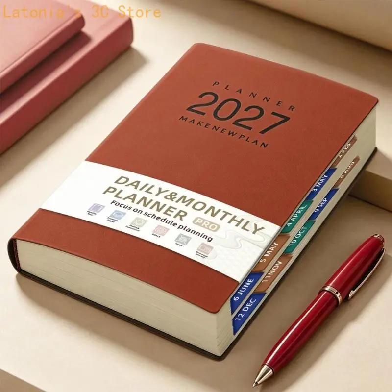 A 5 Planning Notebook with Month Tabs, PU Cover and 320 Pages for Meeting Note, Study Training and Daily Journaling X3UB