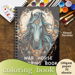 Coloring Book - 8.3 x 11.2 inches 32 pages War Horse Coloring Book - Ideal gift for family or friends