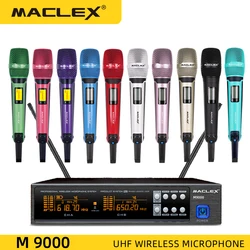 Maclex M9000 UHF Stage Performance Home Karaoke KTV Professional Wireless Metal Dual Microphone System 2 Channel Dynamic Mic