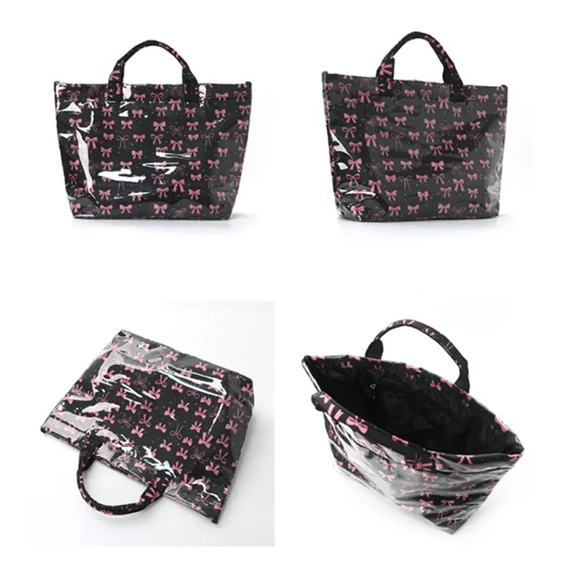 Bow Cherry PVC Transparente Glänzende Große Tragetasche, Wasserdichte Glänzende Outdoor-Handtasche für Damen, Leichte Einkaufstasche – Detail 3