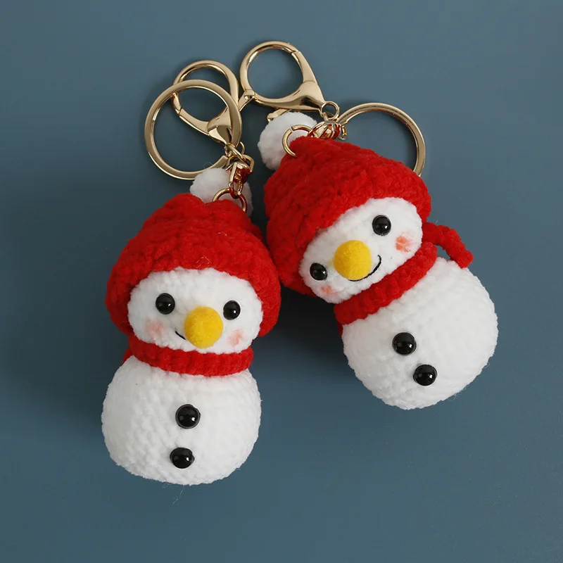 Hand-crocheted Christmas Snowman Backpack Pendant Party Decoration Creative Christmas Holiday Gift Snow King Keychain