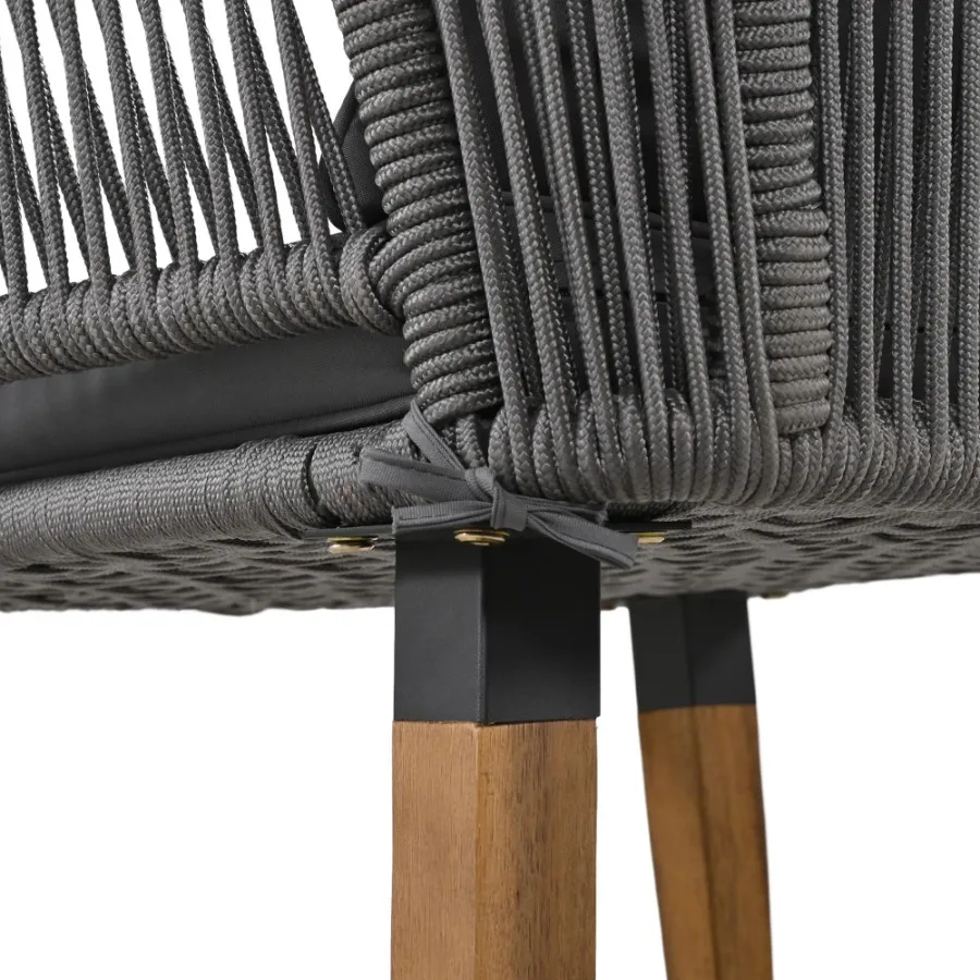 

KK 6Piece Rope Patio Furniture Set Outdoor Furniture with Acacia Wood Cool Bar Table with Ice Bucket Deep Seat Patio Conversati