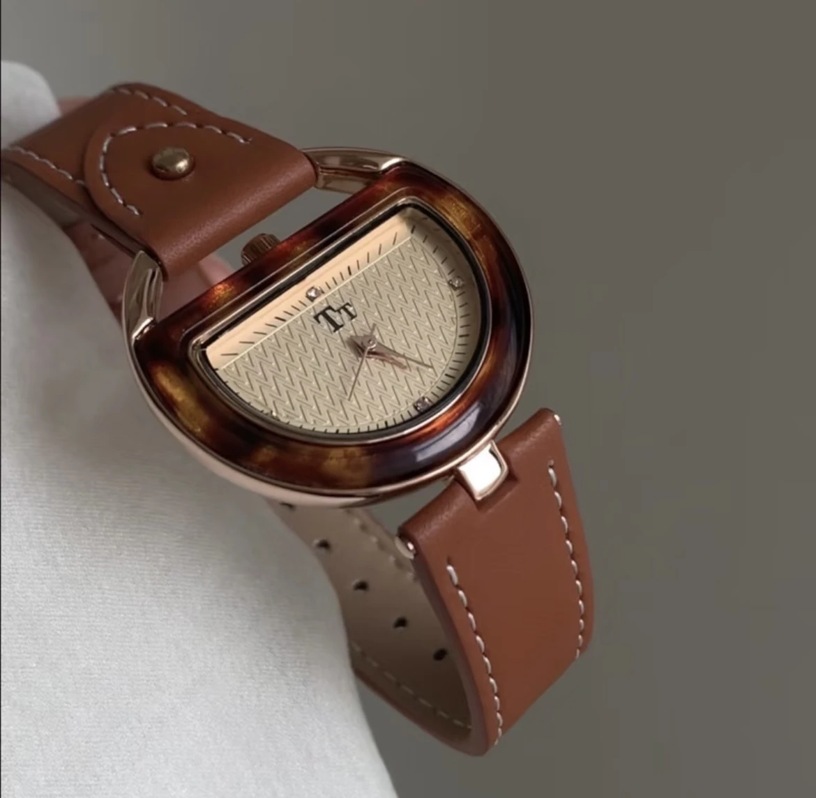 

Elegant women's watch, amber half-moon dial design, stylish and elegant women's watch, gift for women, women's gift