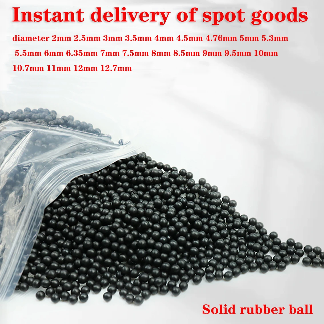 100Pcs Diameter 2/2.5/3/3.5/4/4.5/5/5.5/6/6.5/7-12.7mm Black Round Solid Rubber Ball Sealing Rubber Ball Industrial DIY Parts