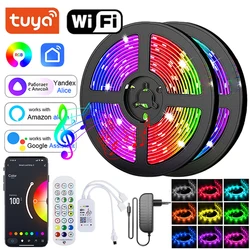 Led Strip Lights Rgb 5050 Music Sync Rgb Led Lights Strip Tuya Wifi Led Tape Light Smart Control Christmas Lights Decoration 30M