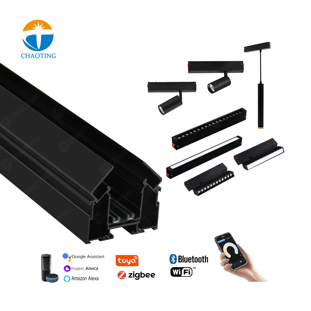 Hot Sale Russia Kazakhstan Design AC 110V-265V Recessed LED Magnetic Profile Spotlight Rail Track Lamp For Large Stretch Ceiling