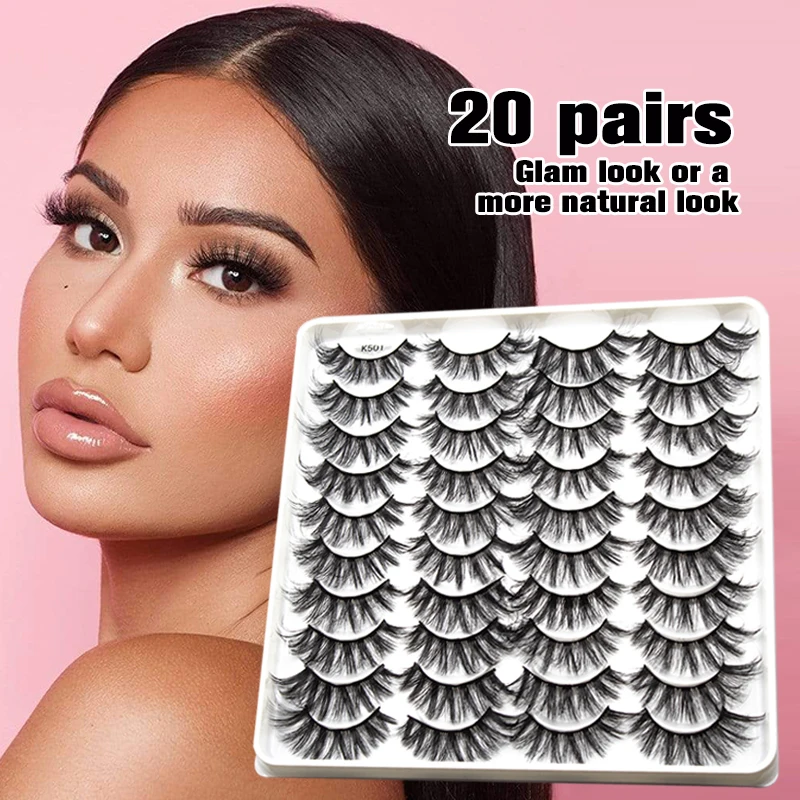 20Pairs 5D Fluffy Lashes 25mm 3D Mink Lashes Long Soft Wispy Decemars False Eyelashes Wholesale Lashes Vendors Mink Eyelashes