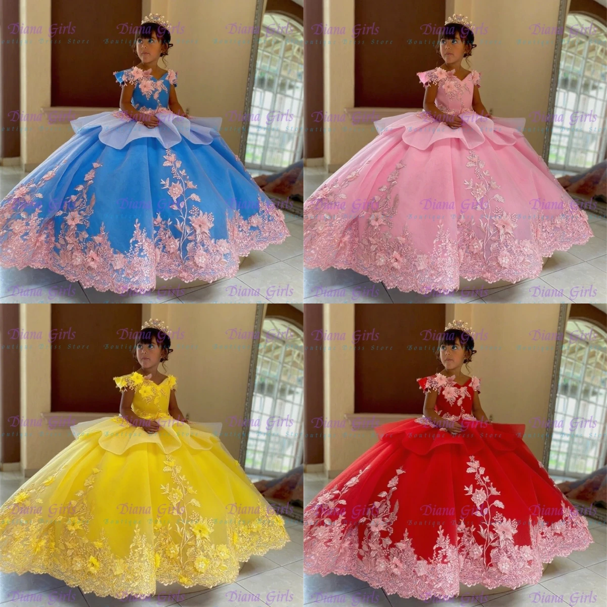 

Роскошное синее платье с цветочным узором для девочек, пышное тюлевое платье с качественной розовой аппликацией для маленьких девочек, вечерние платья для дня рождения, банкета