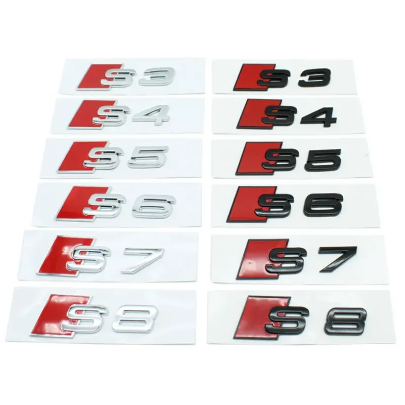 

S3 S4 S5 S6 S7 S8 Letter Badge Car stickers for Audi Sport S Series refit accessories Displacement rear label decorative Decal