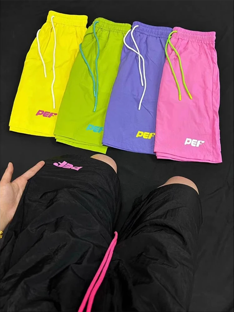 

Мужские летние спортивные брюки Dopne Qui Dry: модные американские повседневные прямые брюки-капри для пар, тонкие, из пяти частей