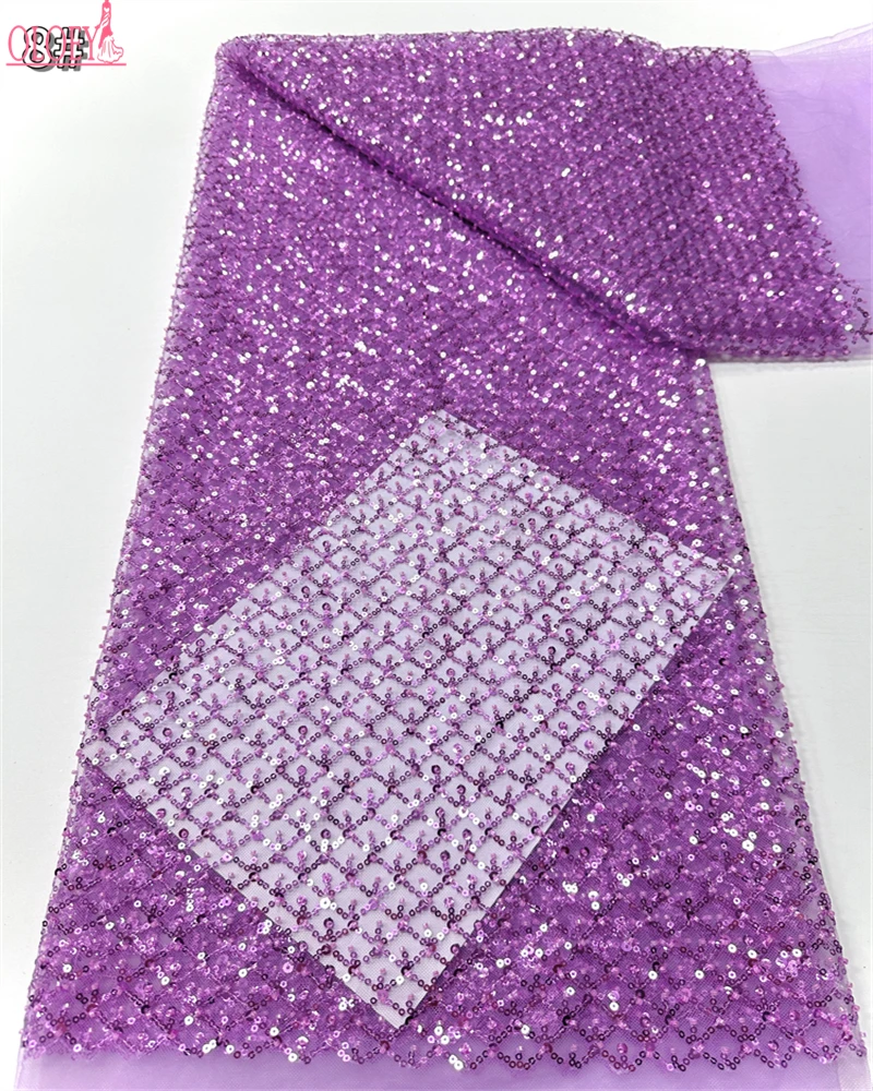 

OLOEY Высококачественная африканская кружевная ткань с блестками и бисером, французская сетка для шитья своими руками, роскошные свадебные платья для женщин