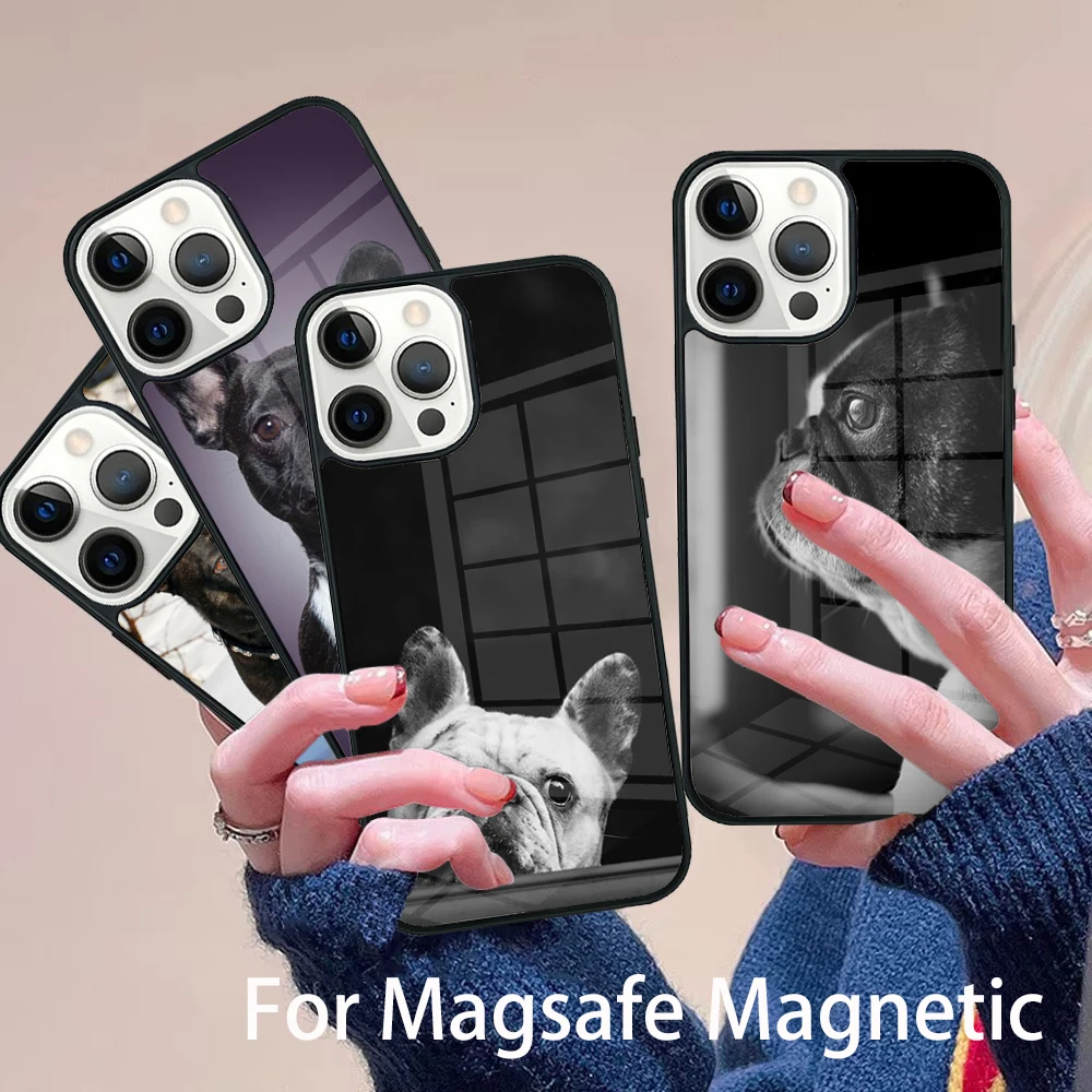 

French Bulldog Dog Animals Phone Case Magesafe Magnetic Wireless Charge Cover For IPhone 16 11 12 13 14 15 Pro Max Plus Mini