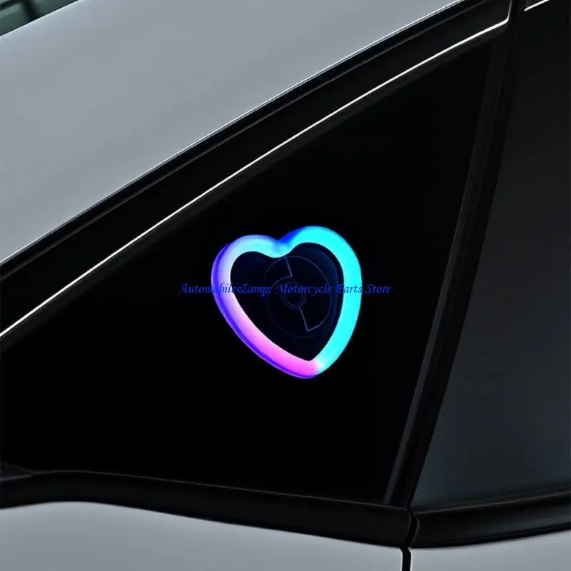 H7BD Easy Install Heart-Shaped LED Lamp Car Triangular Window Light With Adhesive Backing Gift For Friends Family