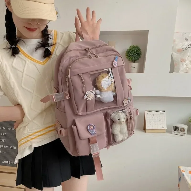 

Large Capacity Backpack Korean Version Ins Harajuku Japanese Minimalist College Transparent Elementary School Student