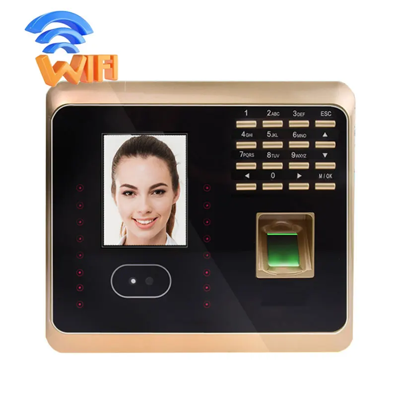 Ursprüngliche UF100 Gesicht Anerkennung Zeit Teilnahme Maschine Mit WIFI Fingerprint Reader TCP/IP Gesichts Uhr