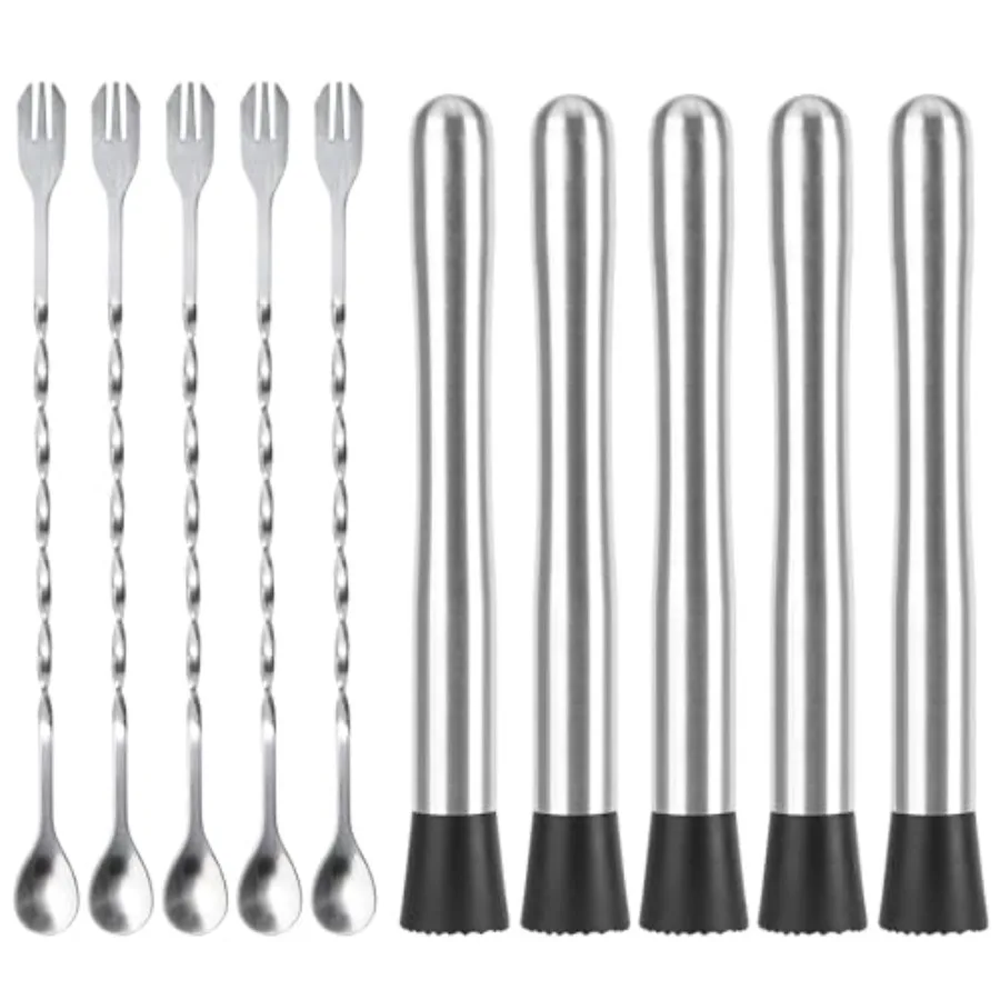 

Muddlers for Cocktail Mixing Spoon Set of 10 9.8 Inch 304 Stainless Steel Fruit Crusher Mixing Spoon Ice Crusher for Bar Party