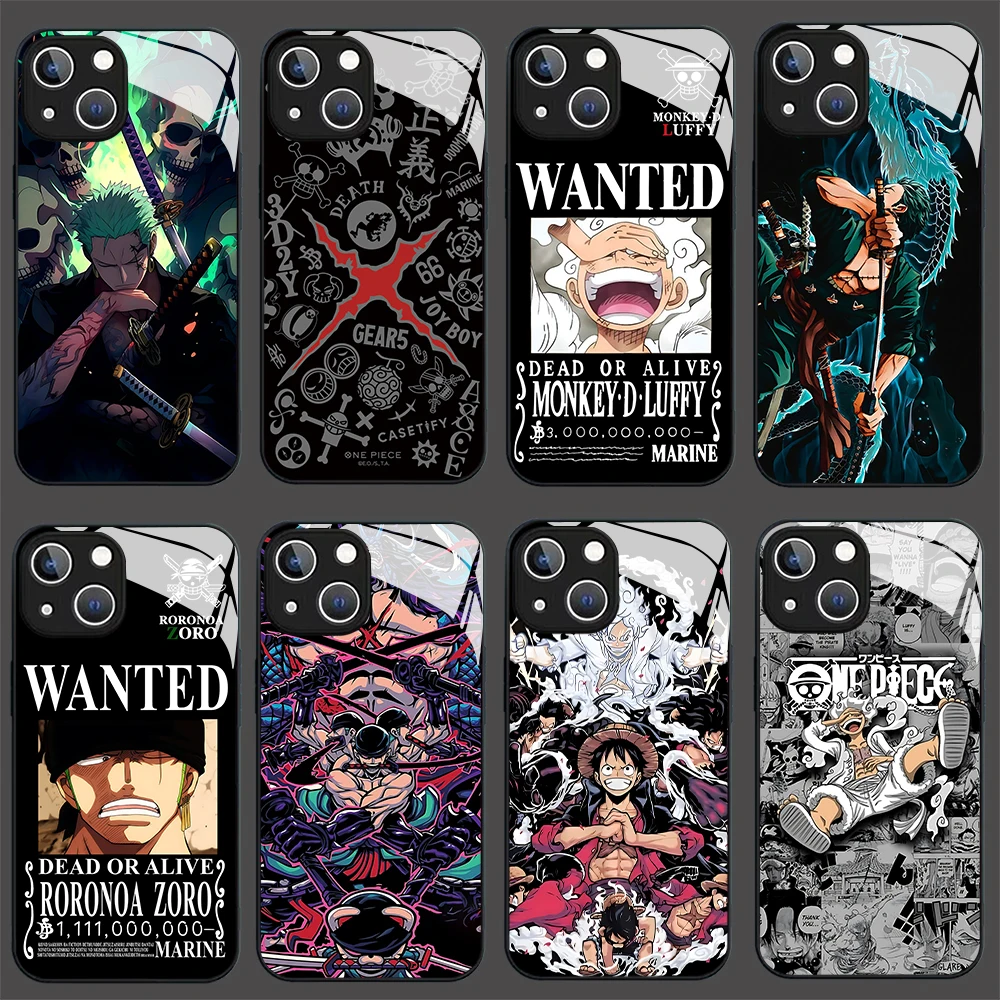 AnimE Luffy Zoro PhonE  CasE For P-P-PIECEs iPhonE 16 15 14 13 12 Mini 11 Pro XS Max X O-ONEs Glass Soft SiliconE FramE Back