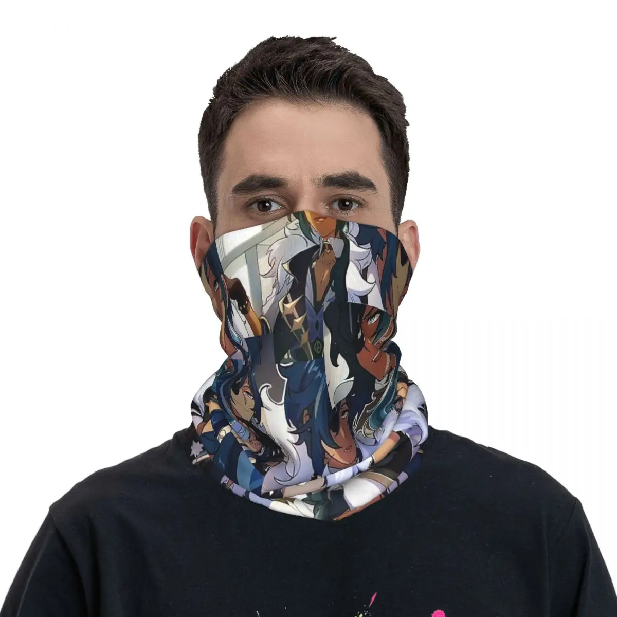 Kaeya-Bandana de impacto Genshin para adulto, bufanda para el cuello con estampado de dibujos animados de Anime, bufanda multifuncional para ciclismo y pesca, Invierno