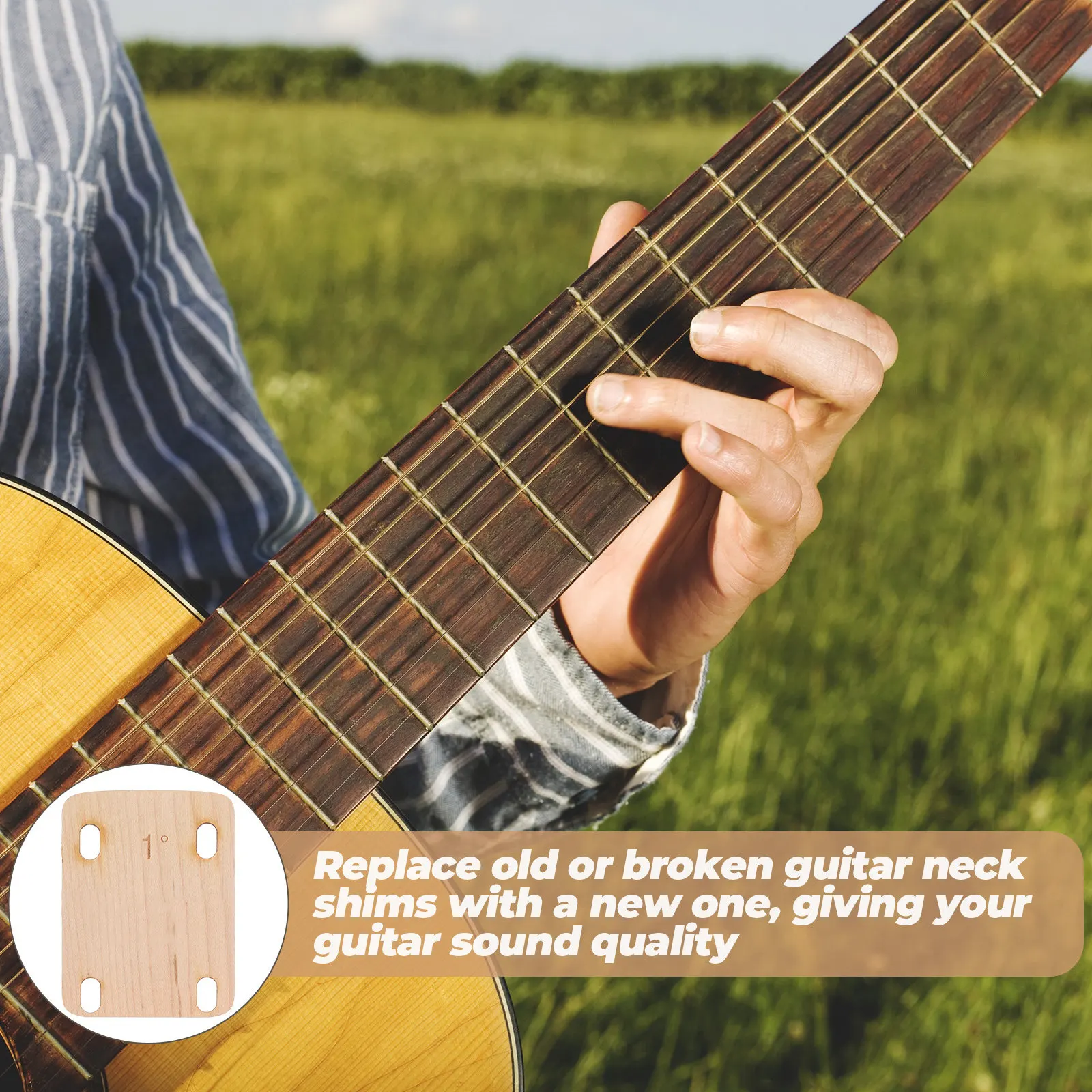 Guitar Neck Shims 3Pcs Wood Angle Adjustment Repair Kit for Electric Guitars and Basses