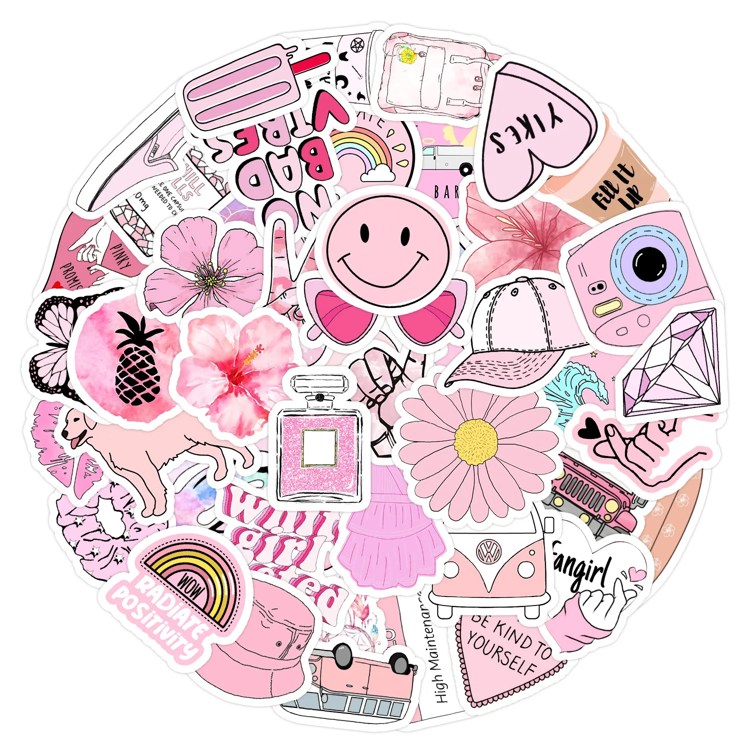 

50PCS Cute Pink Style VSCO Stickers Ins Decals Decoration DIY Laptop Suitcase Skateboard Guitar Cool PVC Sticker Kids Toys Gifts