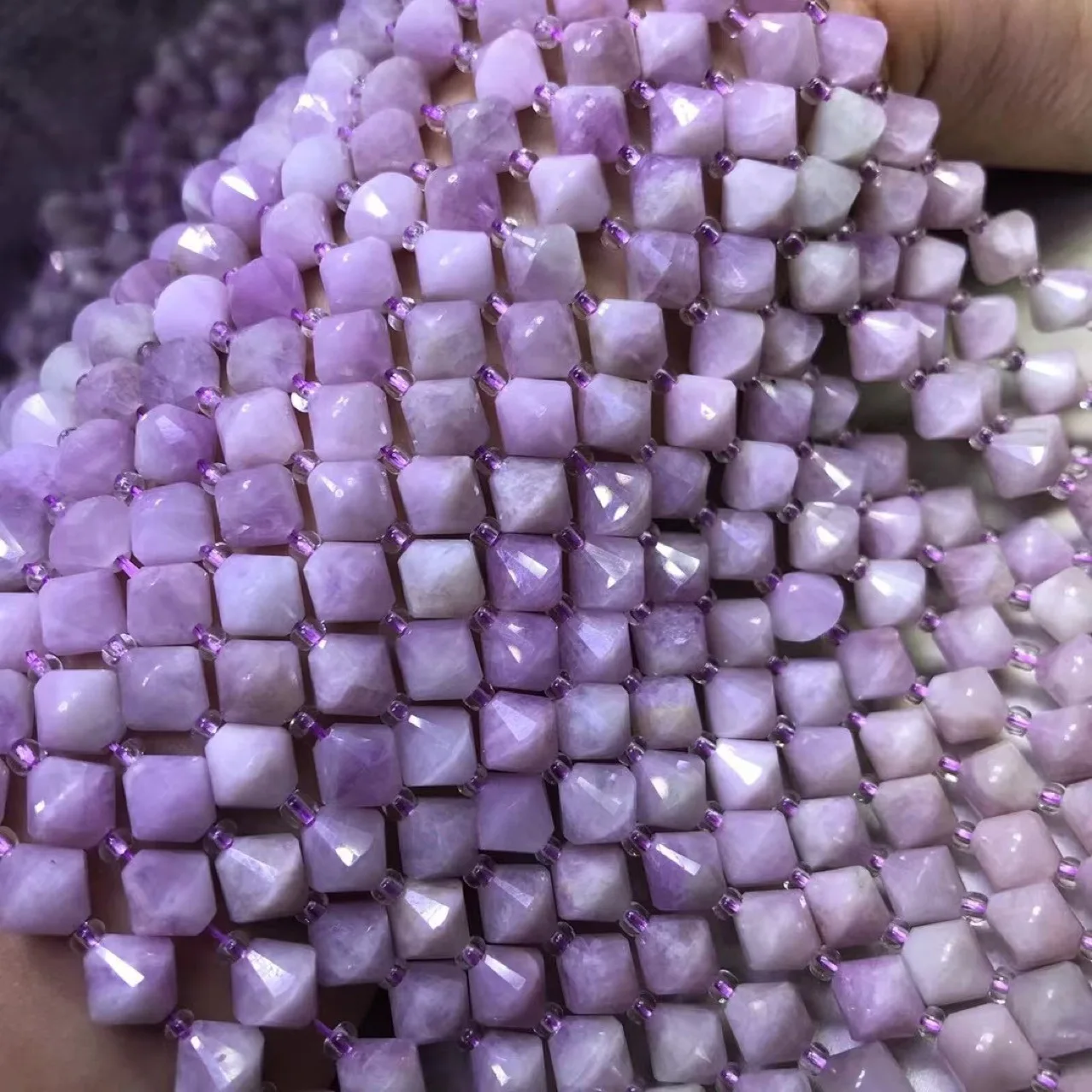 

KUNZITE PURPLE faceted 8mm flying saucer for DIY jewelry 38cm making loose beads FPPJ wholesale beads nature