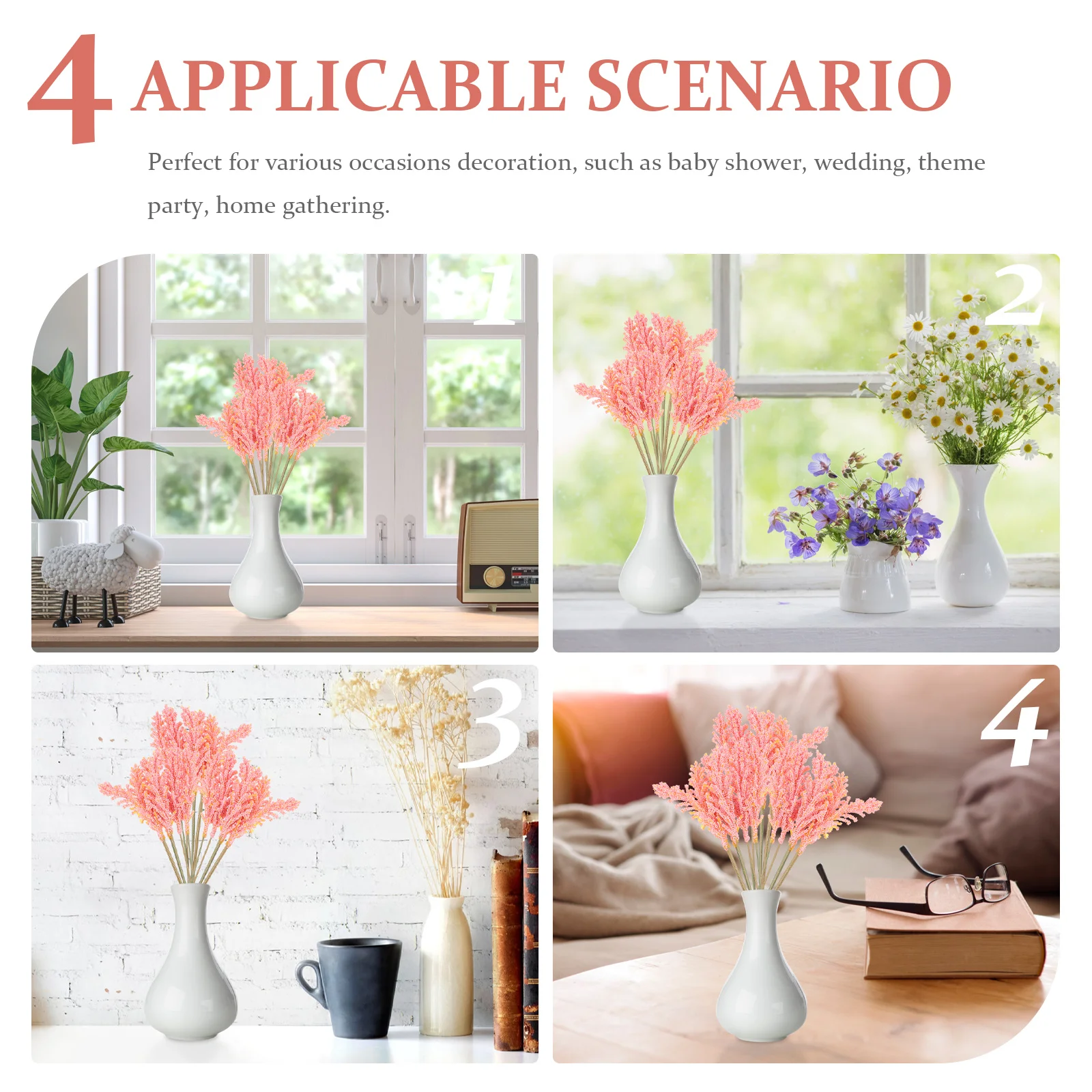 

24Pcs Fake Lavender Flowers Artificial Decorative Ornaments for Wedding Party Home Office Decor Realistic Faux Lavender