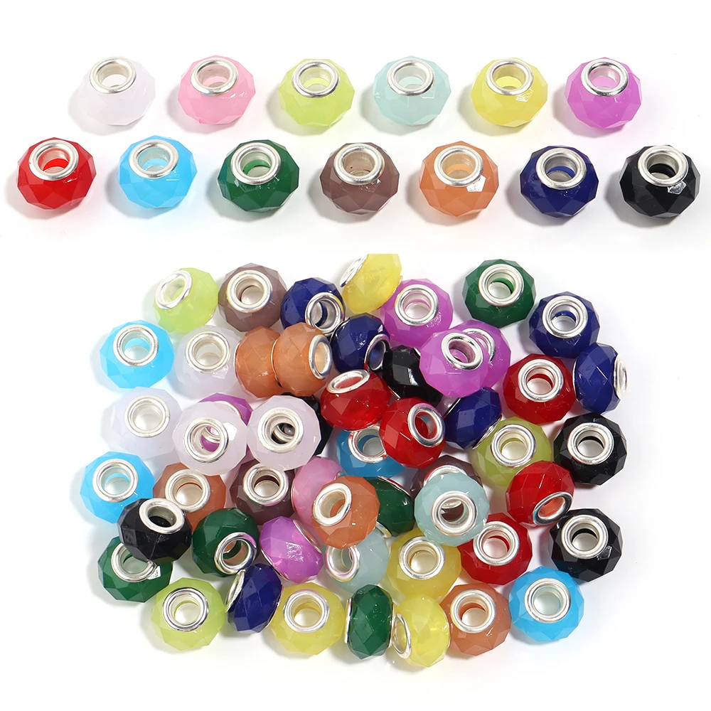 20pcs/lot Multi Color Rhombic Section Resin Beads For Jewelry Making Big Hole Loose Spacer Beads DIY Bracelet Necklace