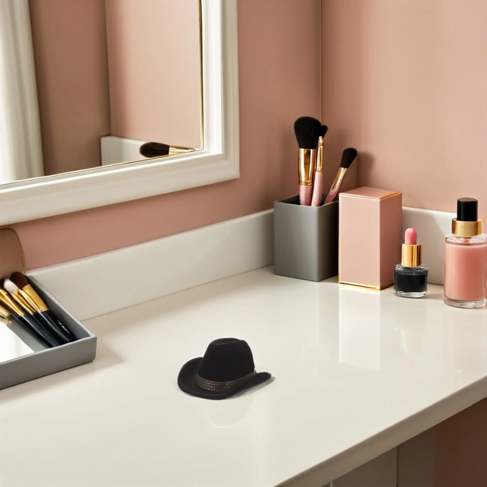 

4Pcs Western Jewelry Box Cowboy Hat Shaped Flocking Interior Ring Holder for Wedding Engagement Necklace Earrings Storage