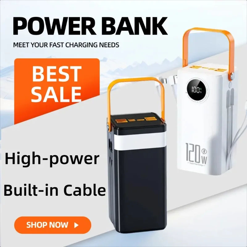 

50000mAh Large-capacity Built-in Cable High-power Outdoor Portable Mobile Power Supply