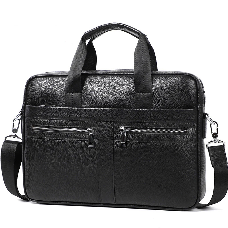 Man Briefcases 100% Genuine Leather Men Bag Handbag Casual Male Laptop Bag Shoulder Crossbody Bag Bussiness Briefcase Leather