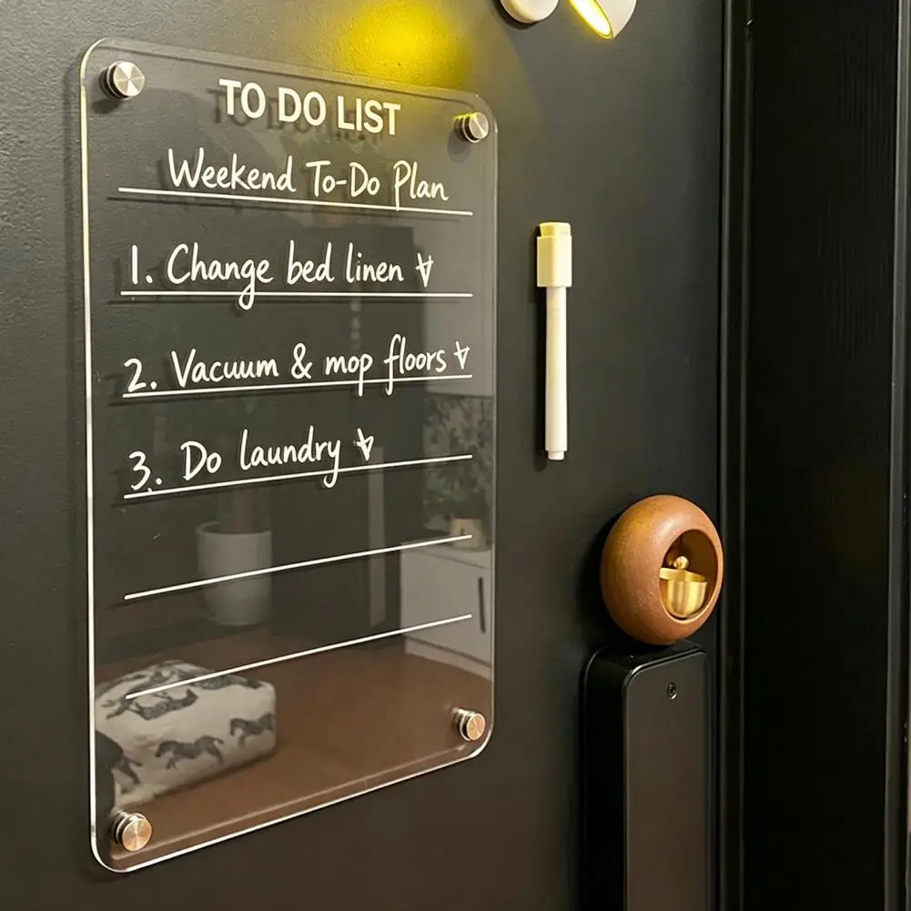 Magnetic Acrylic Refrigerator Calendar 12x8 Acrylic Magnetic Planning Board Weekly Meal Planner for Refrigerator Dry Erase Menu