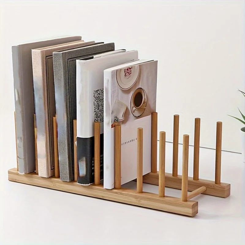 Estante de madera de bambú para platos, organizador de almacenamiento de cocina para platos, cuencos, tazas, tapas de ollas y tablas de cortar, multifuncional, 1 ud.
