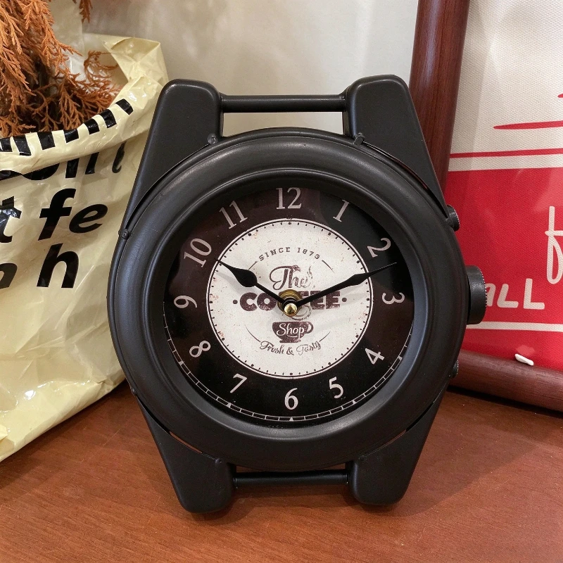 Iron Table Clock Creative Retro Desk Clock Luxury Portable Desktop Ornament Watches Modern Nordic Home Decoration Products