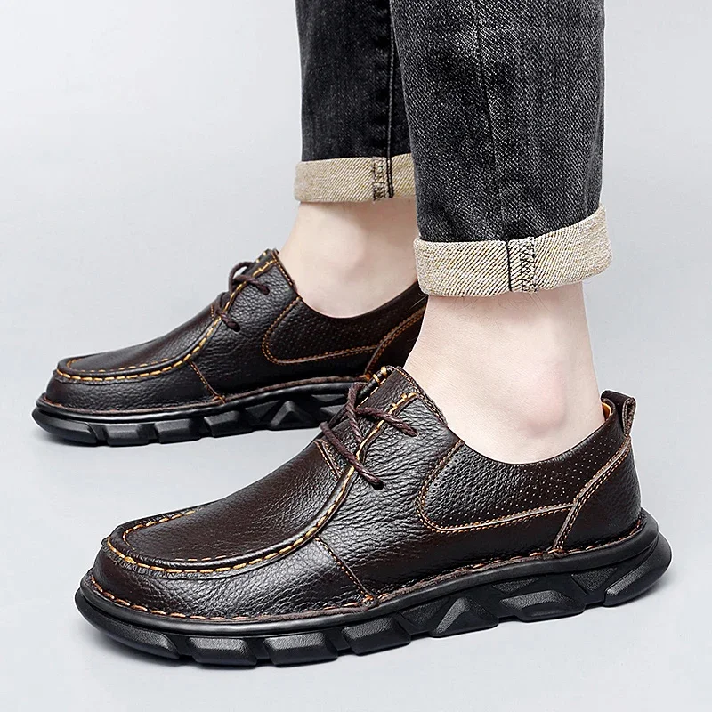 Merk Echte Lederen Heren Casual Schoenen Lichtgewicht Zakelijke Heren Schoenen Comfortabele Heren Rijschoenen Heren Loafers Sneakers