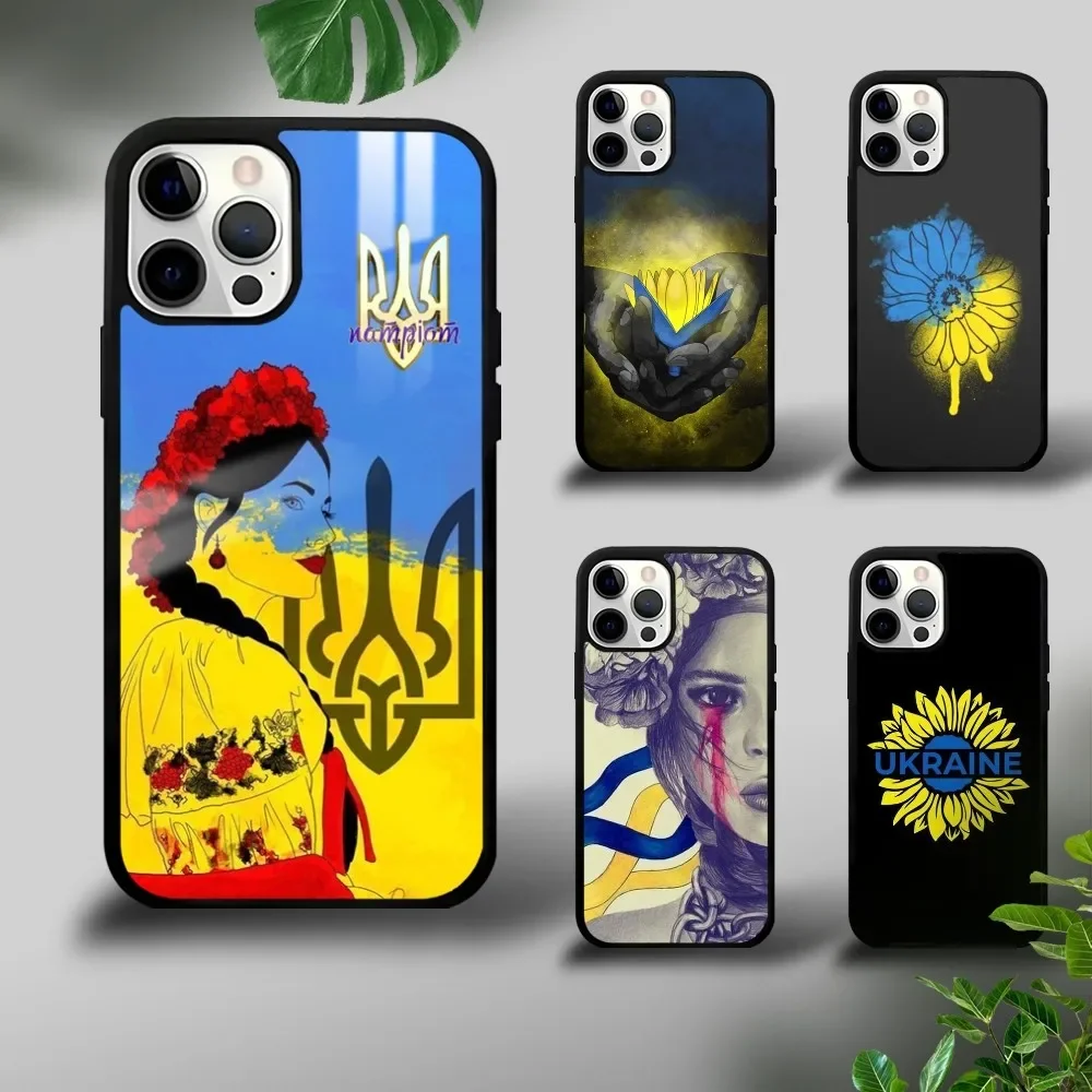 U-Ukraine Girl Sunflower Flag Phone Case For iPhone 16 15 14 13 12 11 Pro Xs Max Mini Plus Celulares Hard Funda