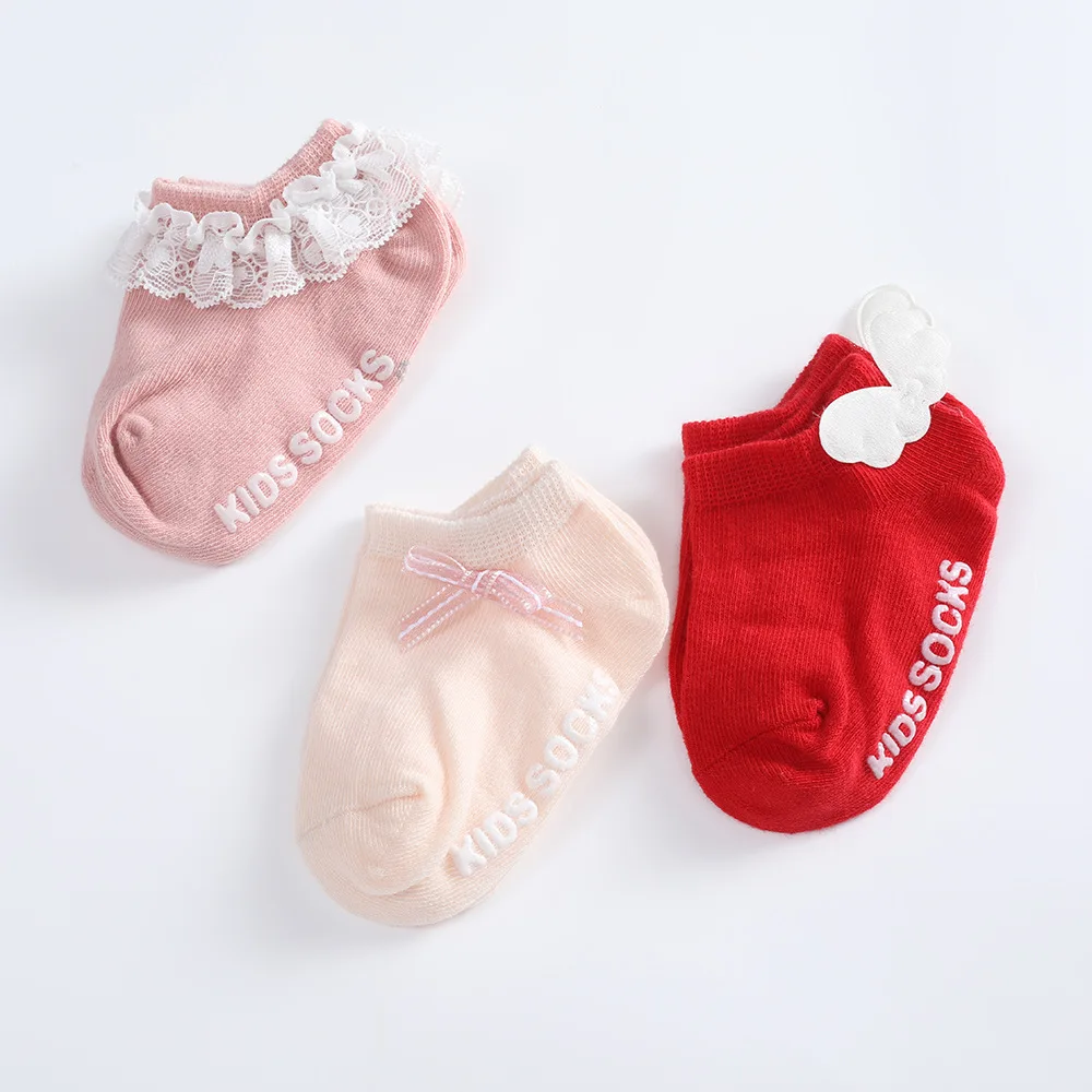 3 pares/conjunto 0-5years de idade algodão recém-nascido infantil meias da criança do bebê dos desenhos animados da princesa meias bonito dos desenhos animados borracha antiderrapante piso sock