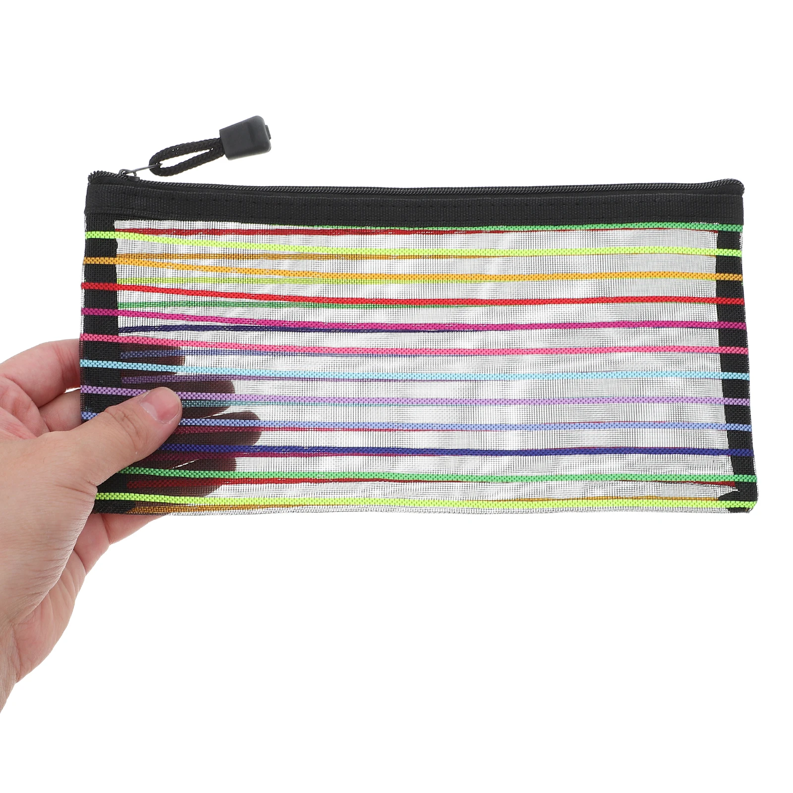 

12 Pc Zipper Striped Storage Bag Organizer Bags Pvc Office Stationery File Pouches