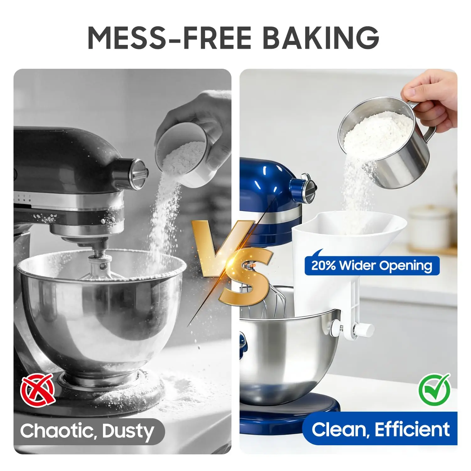 for Kitchenaid Mixer Flour Funnel, Wide Mouth Pouring Trough Baking Tool, Kitchen Accessory, Nice Mother's Day Gift for Mom