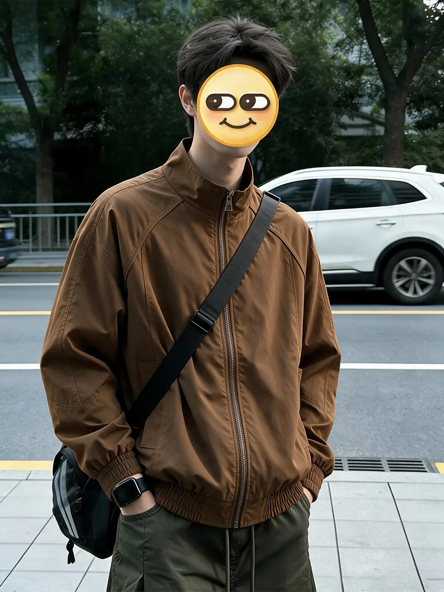 American Style Stand Collar Deconstructed Flight Jacket Men's Autumn Cleanfit Workwear Coat Meralad Match Baseball Uniform